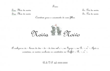 Convite de Ursinhos Preto e Branco